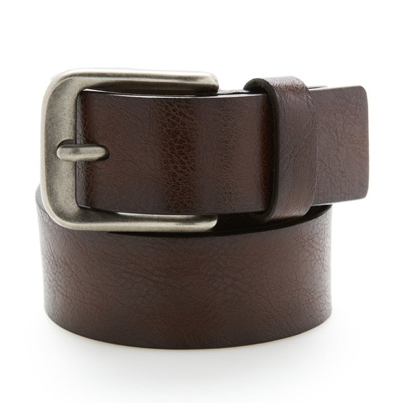 PERRY ELLIS men’s PORTFOLIO BROWN GRAINED LEATHER BELT size 32 - Picture 1 of 10
